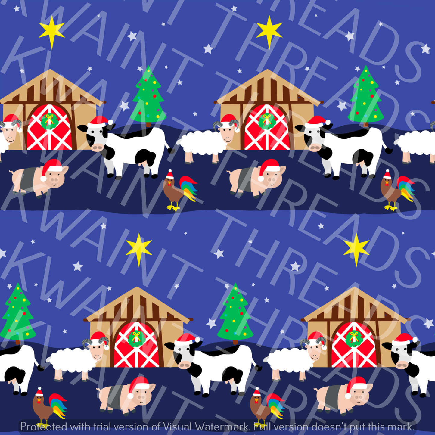 Fabric Mama Christmas Festive Farm Fabric On Demand Pre Order