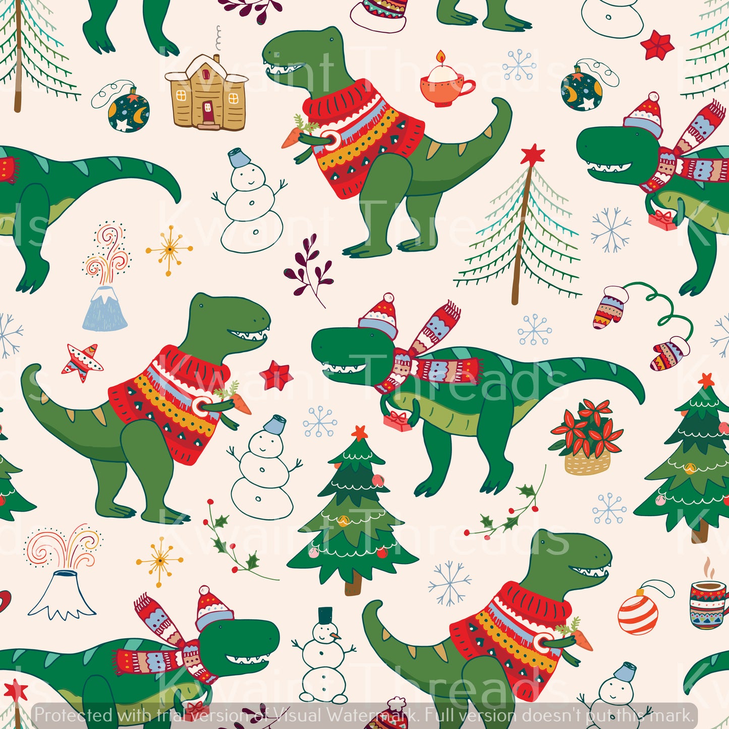Kwaint Christmas Dinosaurs Preorder On Demand Printed
