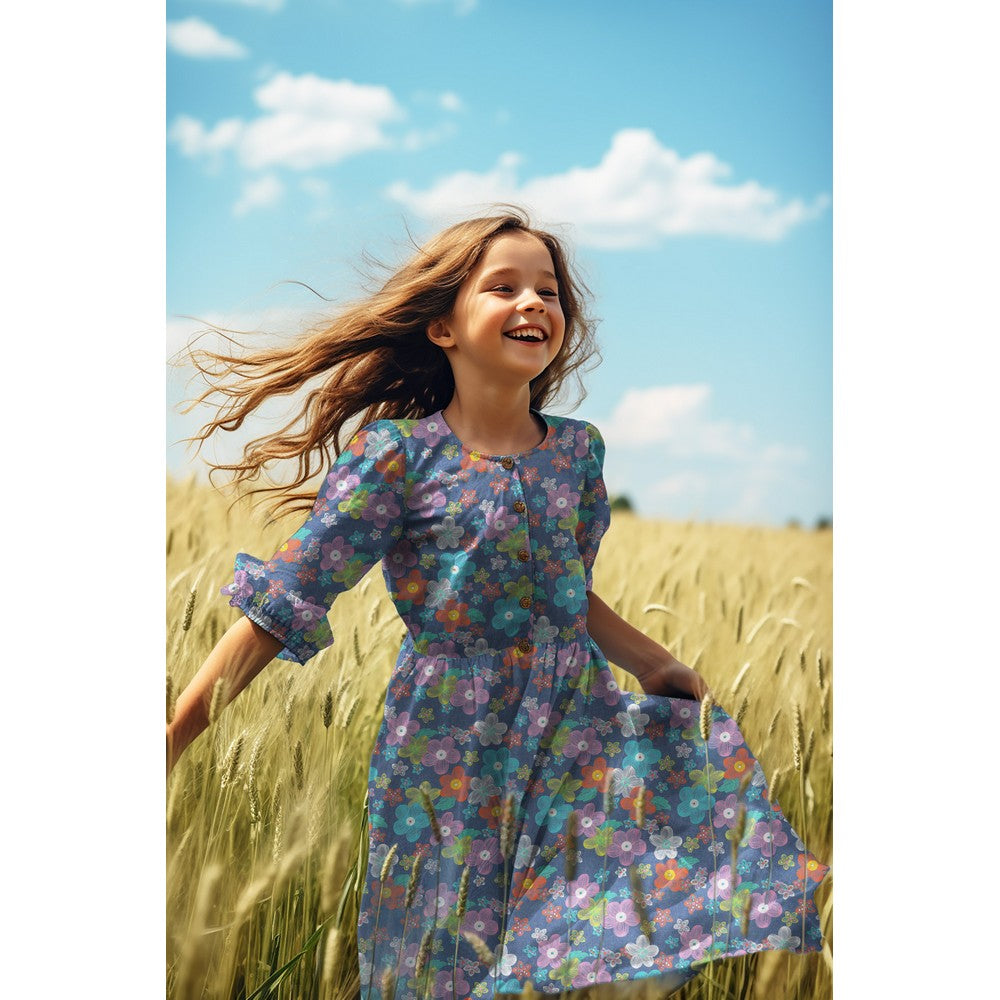 
                      
                        Colourful Flowers Printed Denim
                      
                    