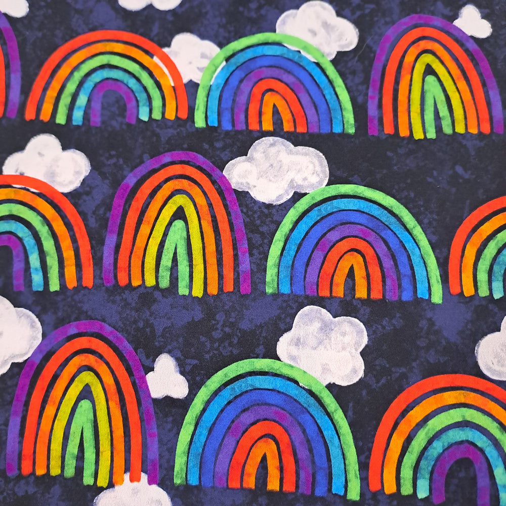 Fabric Mama Twilight Rainbows Stretch Cotton Woven