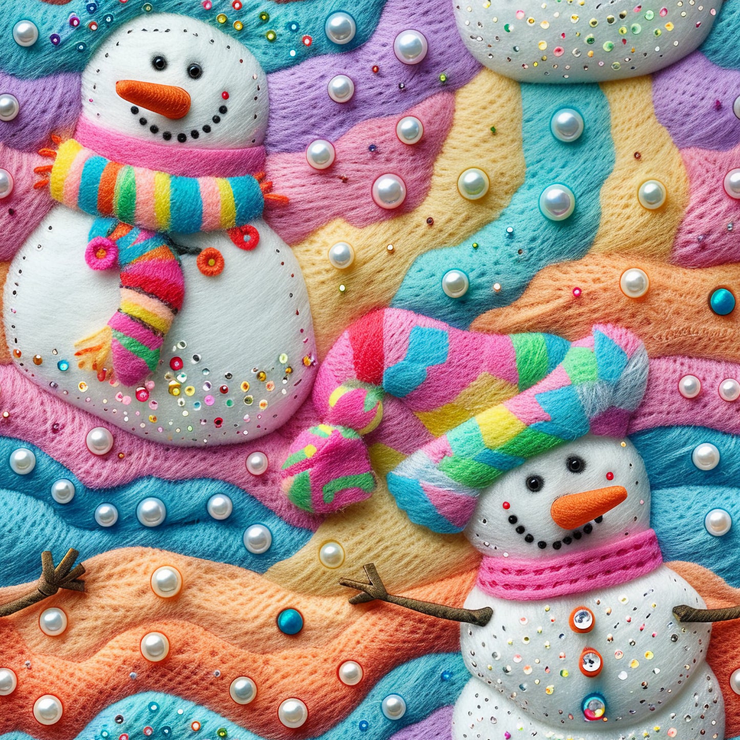 Kwaint Christmas Snowmen 220gsm Cotton Lycra