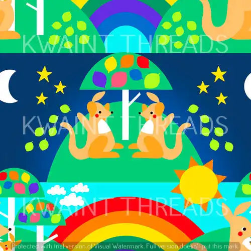 Quirks Kangaroo World Artist Print Fabric On Demand Pre Order