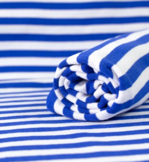 PaaPii Blue and White Striped Organic Ribbing