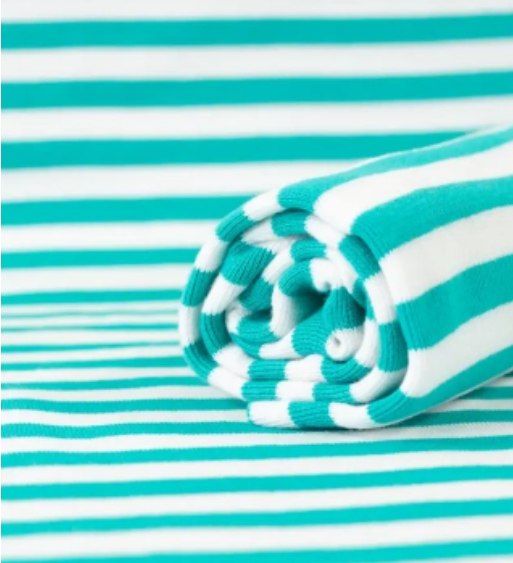 PaaPii Turquoise and White Striped Organic Ribbing