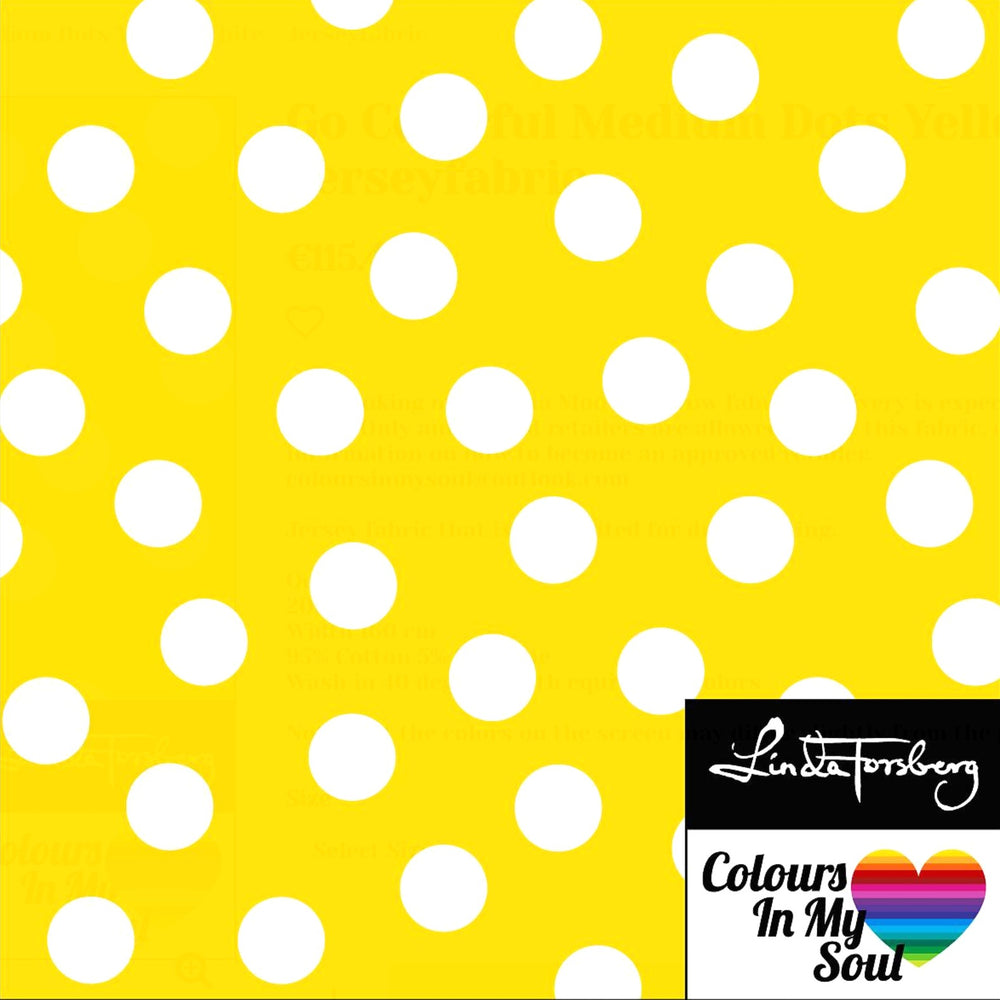 
                      
                        Colours in My Soul Yellow Dots Go Colorful Organic Cotton Lycra Knit Fabric
                      
                    