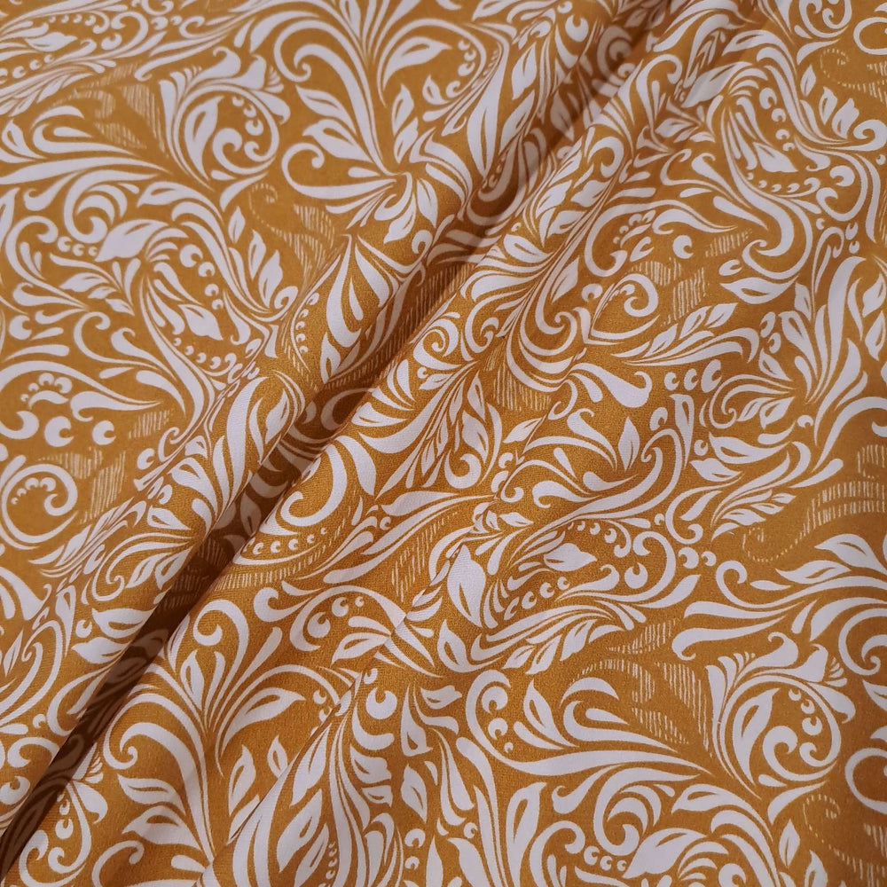 Marlini Yellow Floral Organic French Terry Fabric