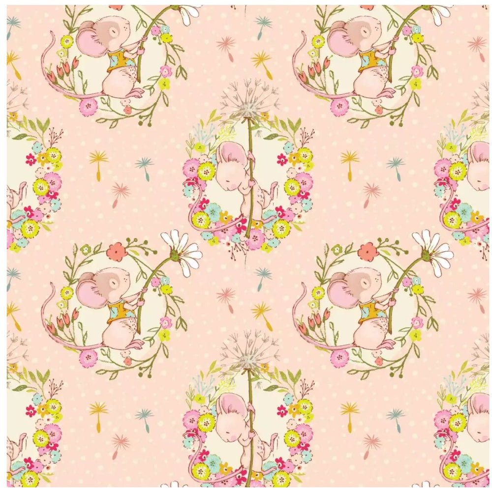 Lillestoff Spring Adventures Pink Organic French Terry Fabric