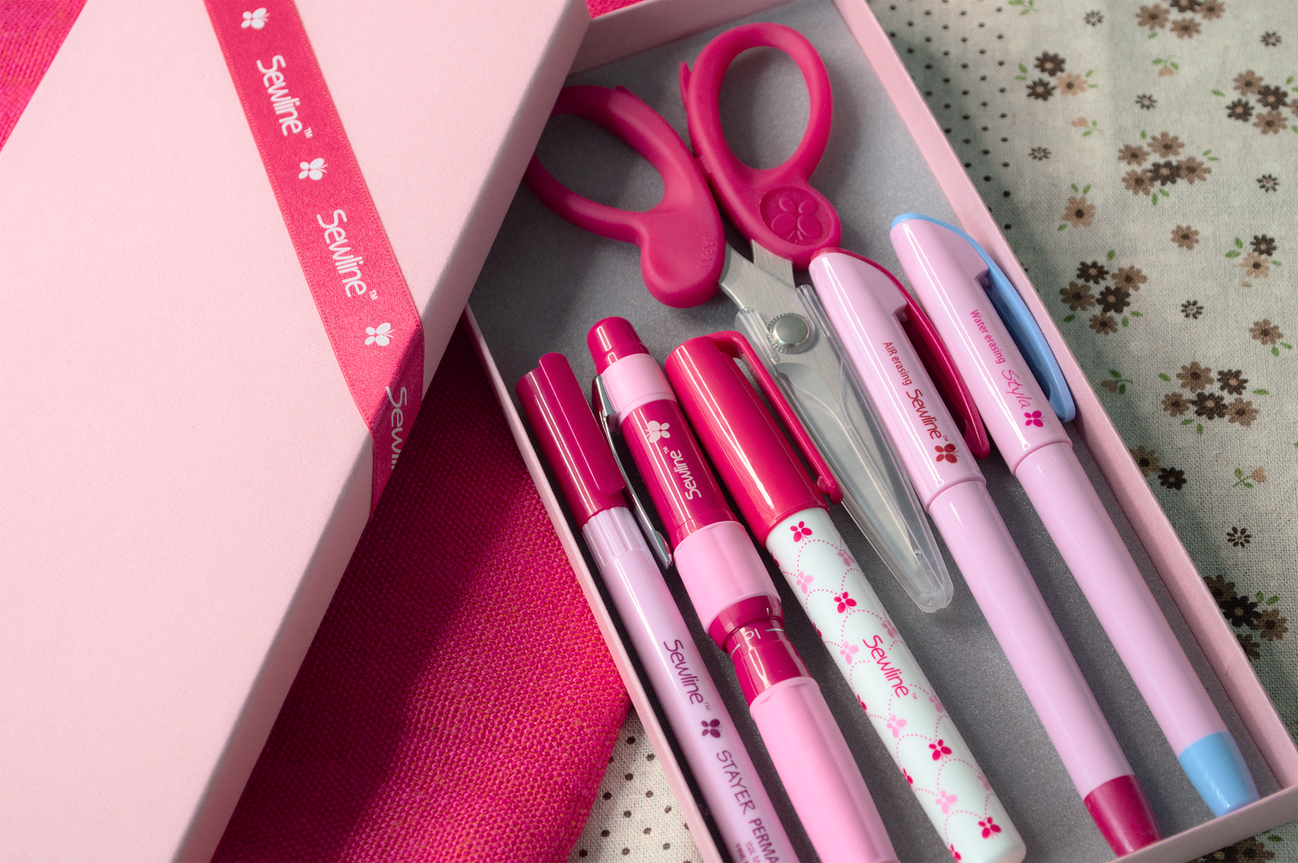 Sewline 15th Anniversary Box Pens Scissors Glue Stick Sewing Accessories Box