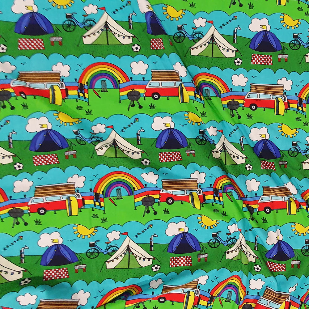 Fabric Mama Staycation Campground Camping Organic Cotton Lycra Je