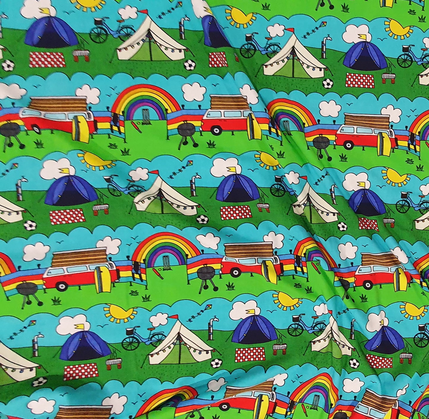 Fabric Mama Staycation Campground Camping Organic Cotton Lycra Je