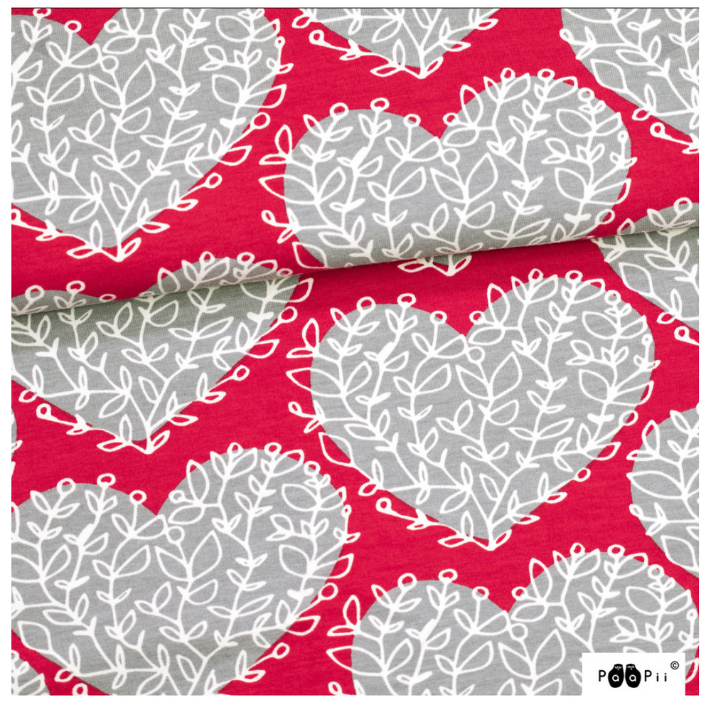 PaaPii Lempi Hearts Grey Organic French Terry