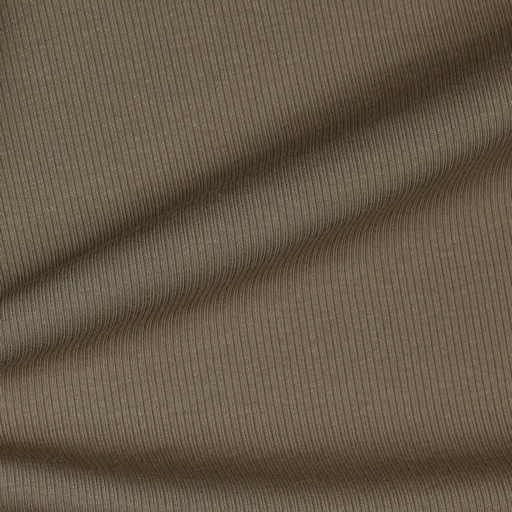 Euro Knit Taupe Ribbed Jersey GOTS Certified Cotton Lycra Fabric