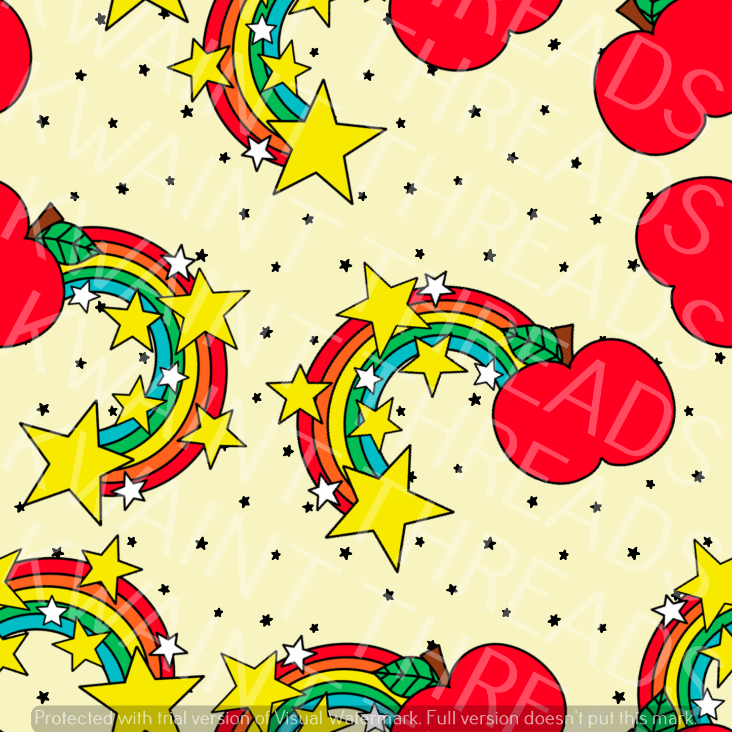 Fabric Mama Apple a Day Rainbow Fabric On Demand Pre Order