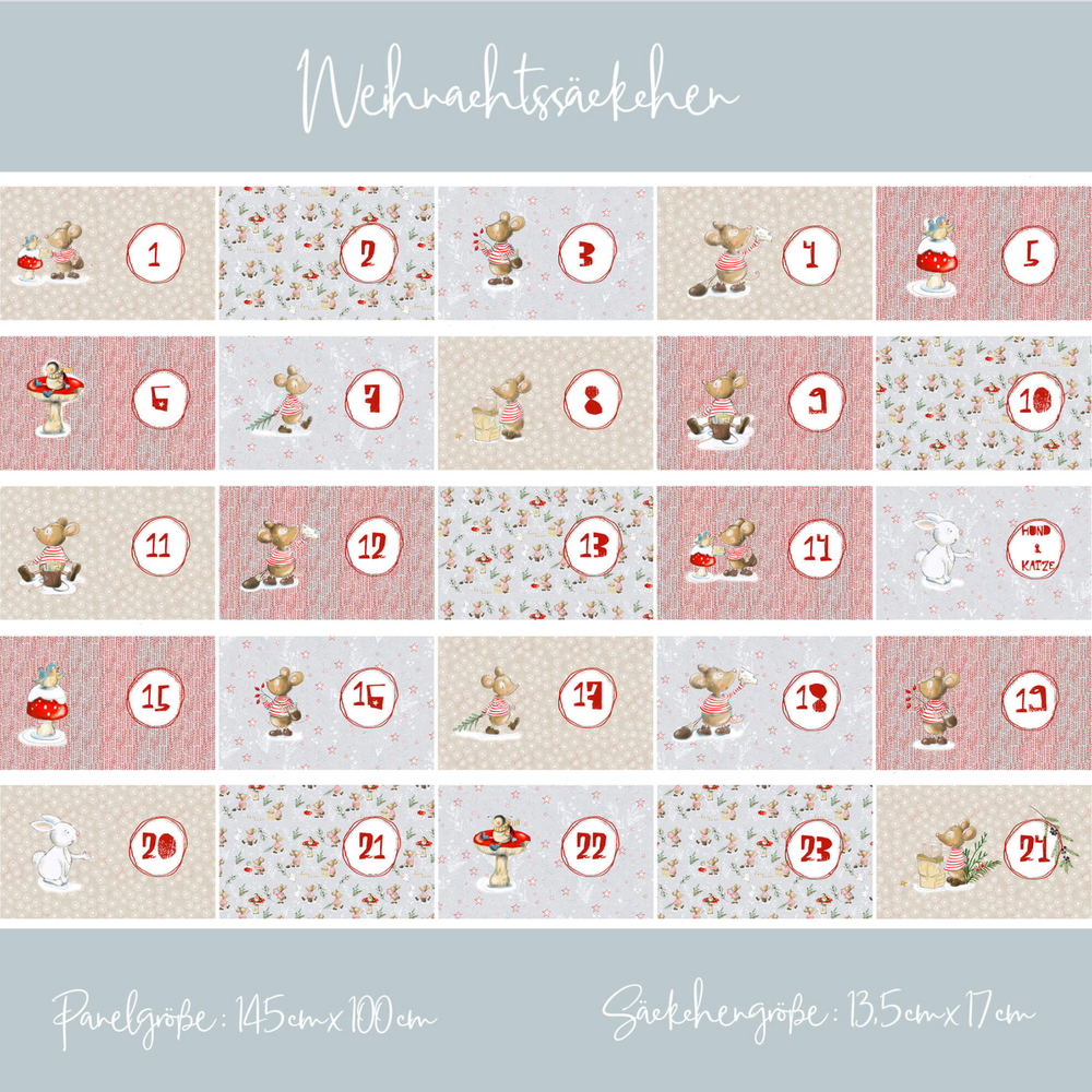 Lillestoff Mrs Mouse Accompaniment Waiting for Christmas Bag Advent Calendar