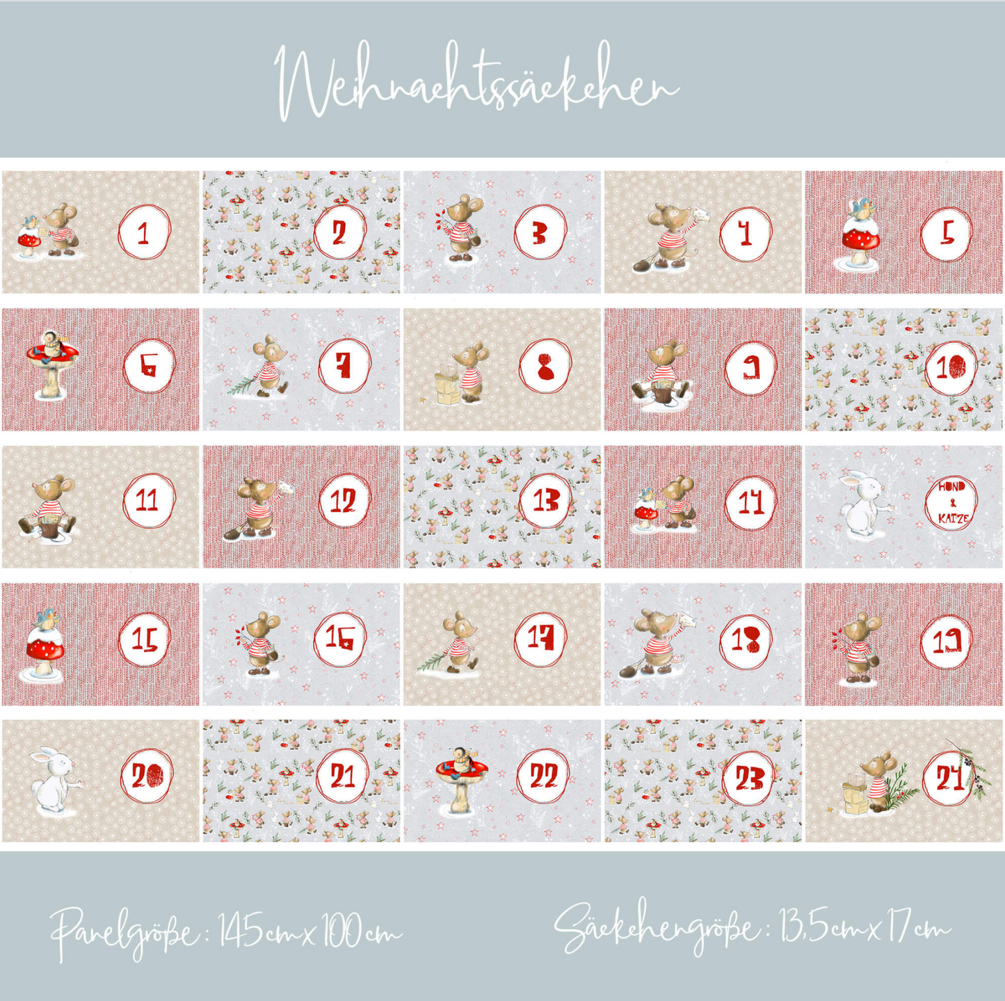 Lillestoff Mrs Mouse Accompaniment Waiting for Christmas Bag Advent Calendar