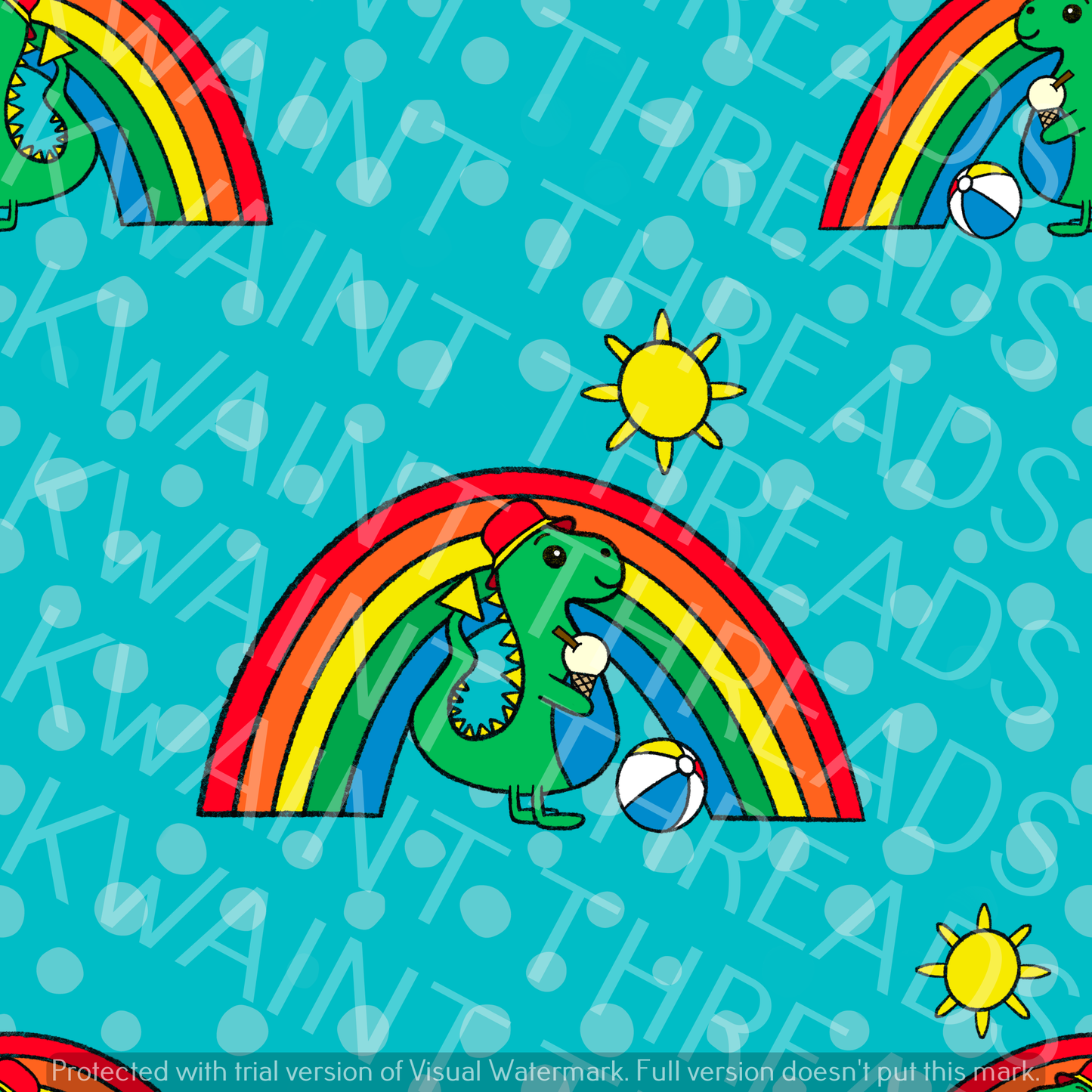 Fabric Mama Sunny Days Dinosaur Fabric On Demand Pre Order