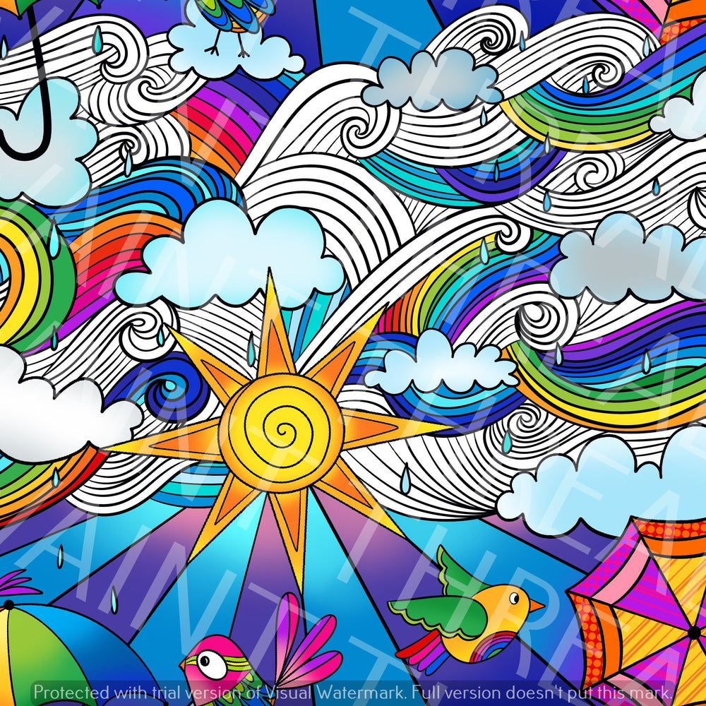 Karly Art Sunshine and Storms White Fabric On Demand Pre Order