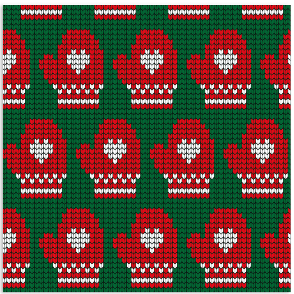 Stickade Vantar Mittens Green Organic Cotton Christmas Fabric Jersey Knit Fabric