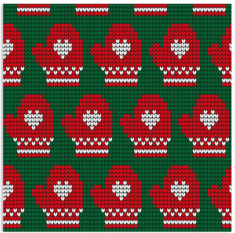 Stickade Vantar Mittens Green Organic Cotton Christmas Fabric Jersey Knit Fabric