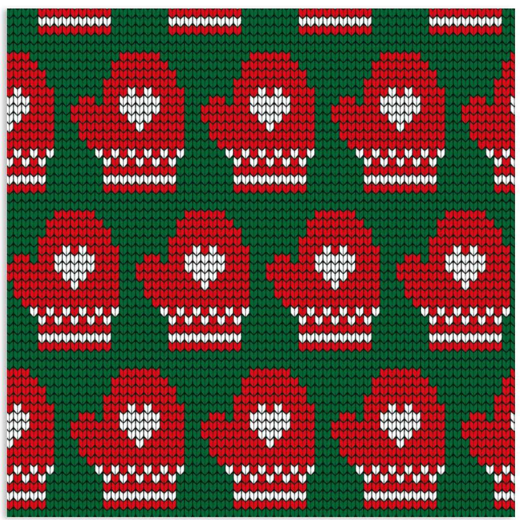Stickade Vantar Mittens Green Organic Cotton Christmas Fabric Jersey Knit Fabric