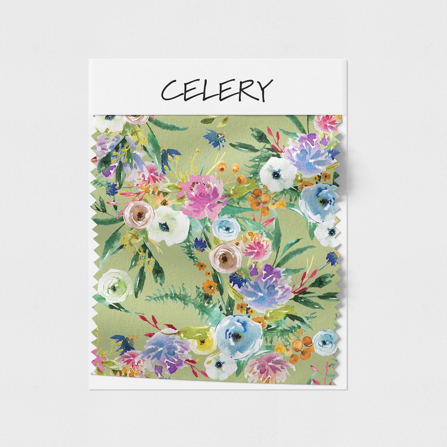 Sharon Gunawan Garden Frenzy Celery Green Flowers Fabric On Demand Pre order