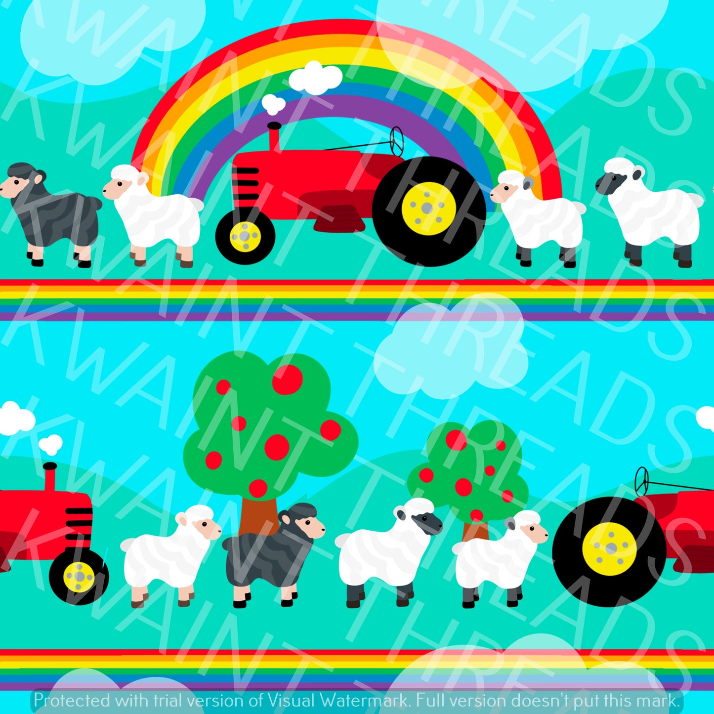 Fabric Mama Follow Me Farm Animals Fabric On Demand Pre Order