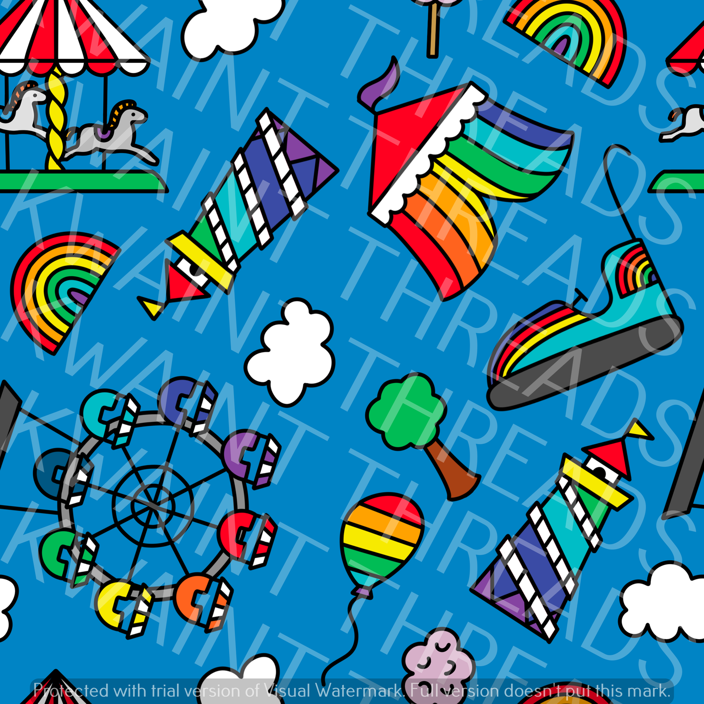 Fabric Mama Fun at the Fair Blue Fabric On Demand Pre Order