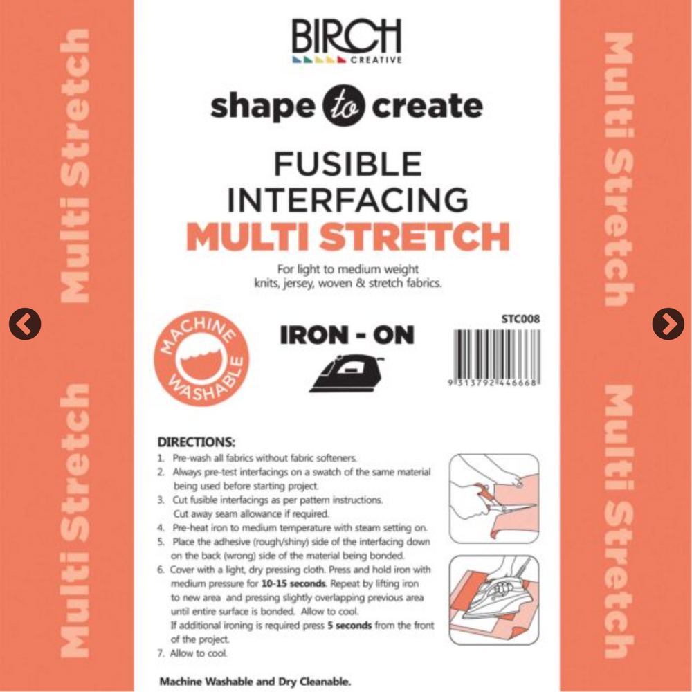 Birch Shape to Create Stretch Knit Iron on Interfacing BLACK