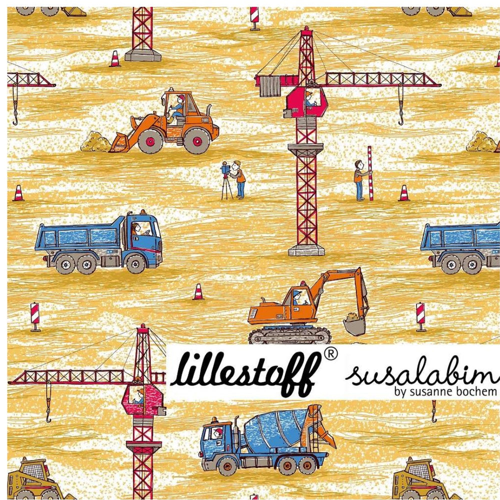 Lillestoff Construction Vehicles Organic Cotton French Terry