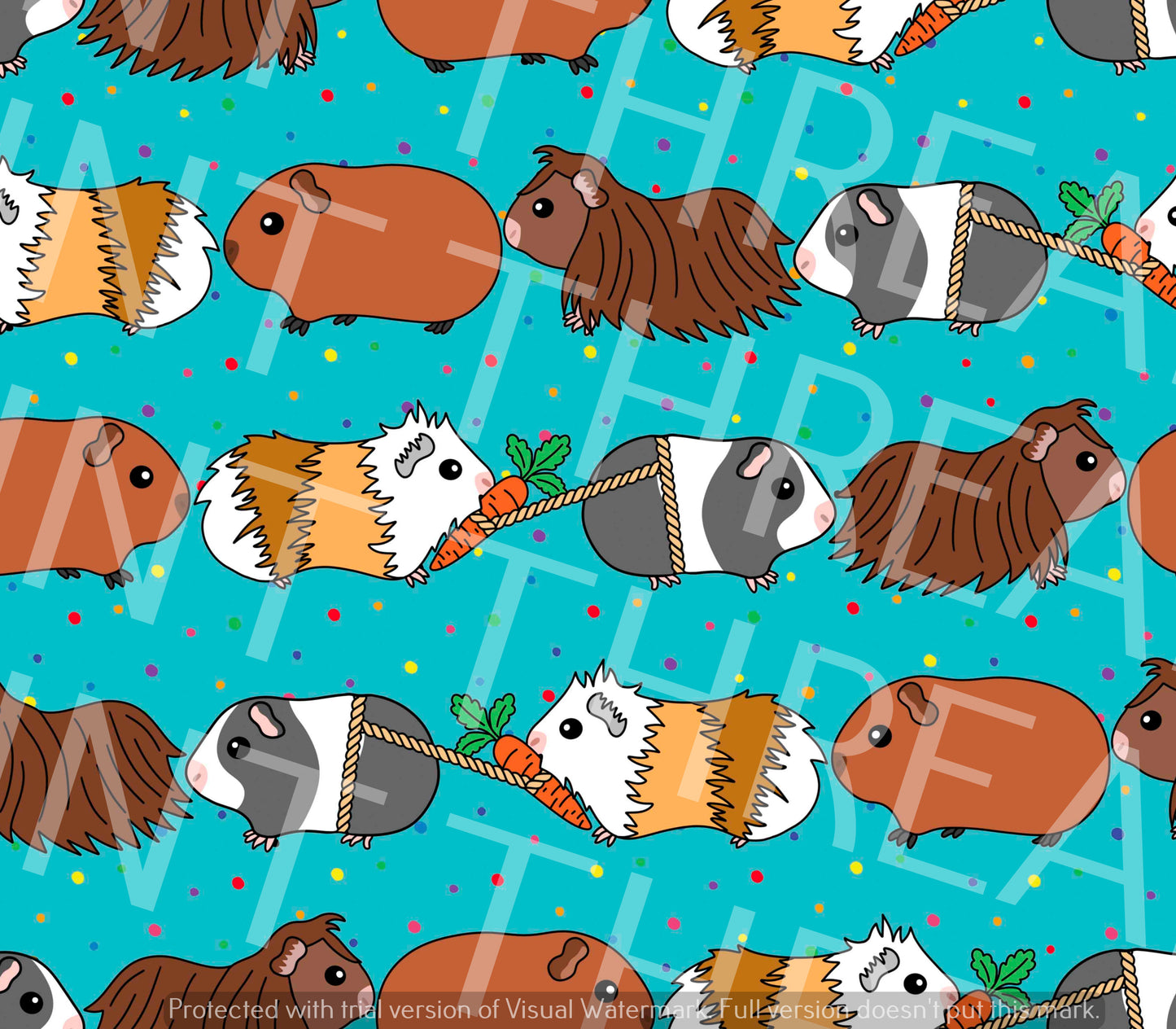 Fabric Mama Guinea Pigs Parade Green Fabric On Demand Pre Order