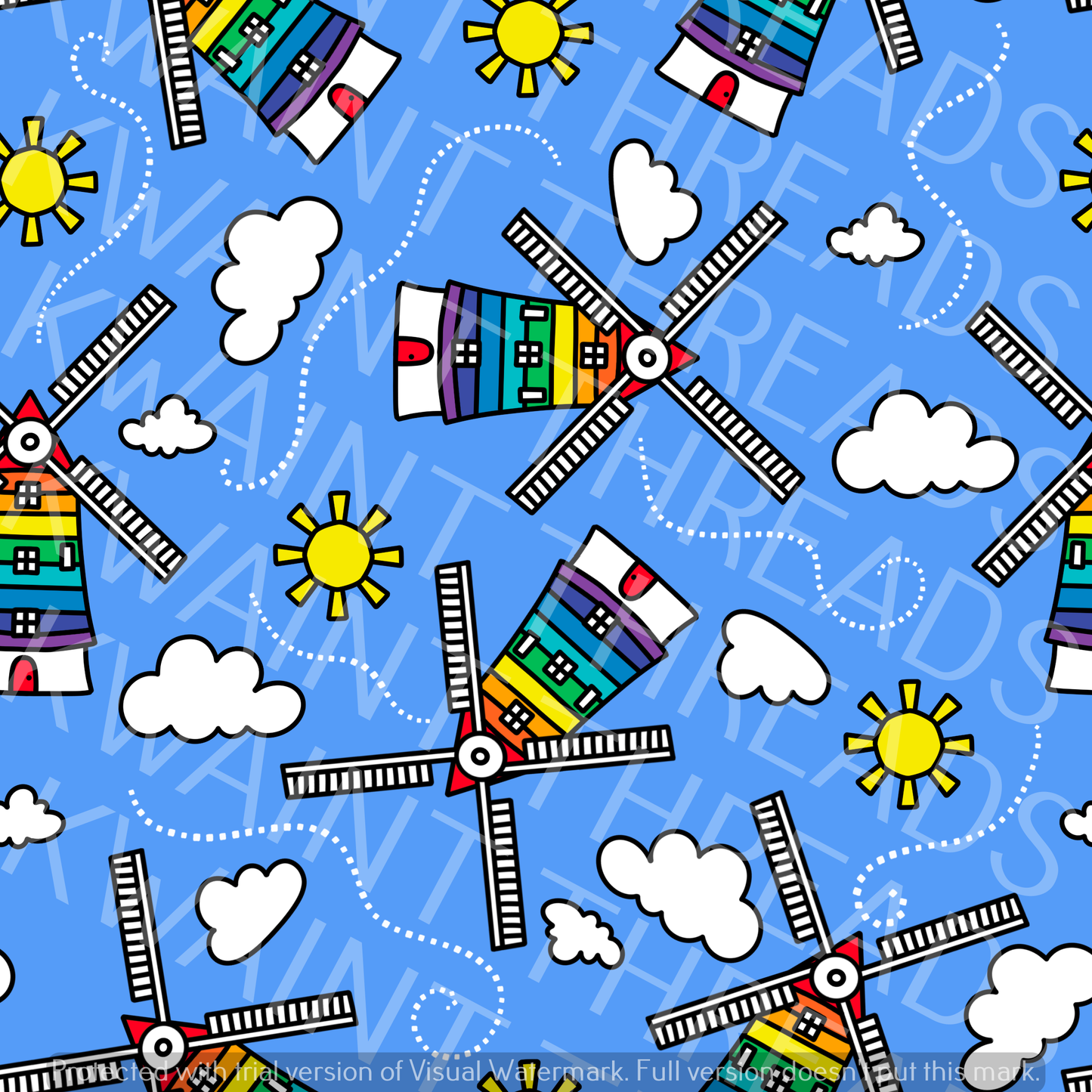 Fabric Mama Windy Mill Windmill Fabric On Demand Pre Orde
