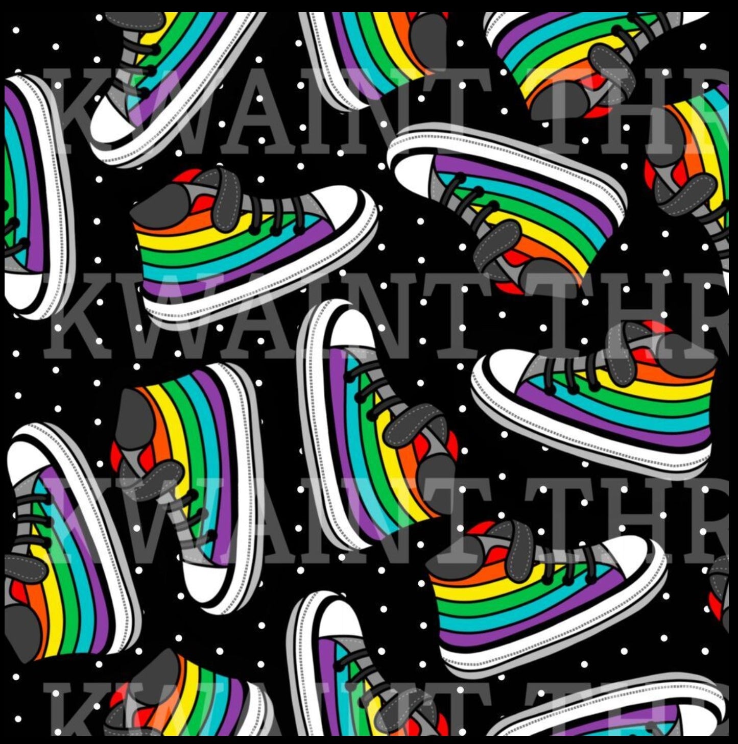 Fabric Mama Baby Steps Sneakers Rainbow Organic Cotton Lycra Jersey Knit Fabric