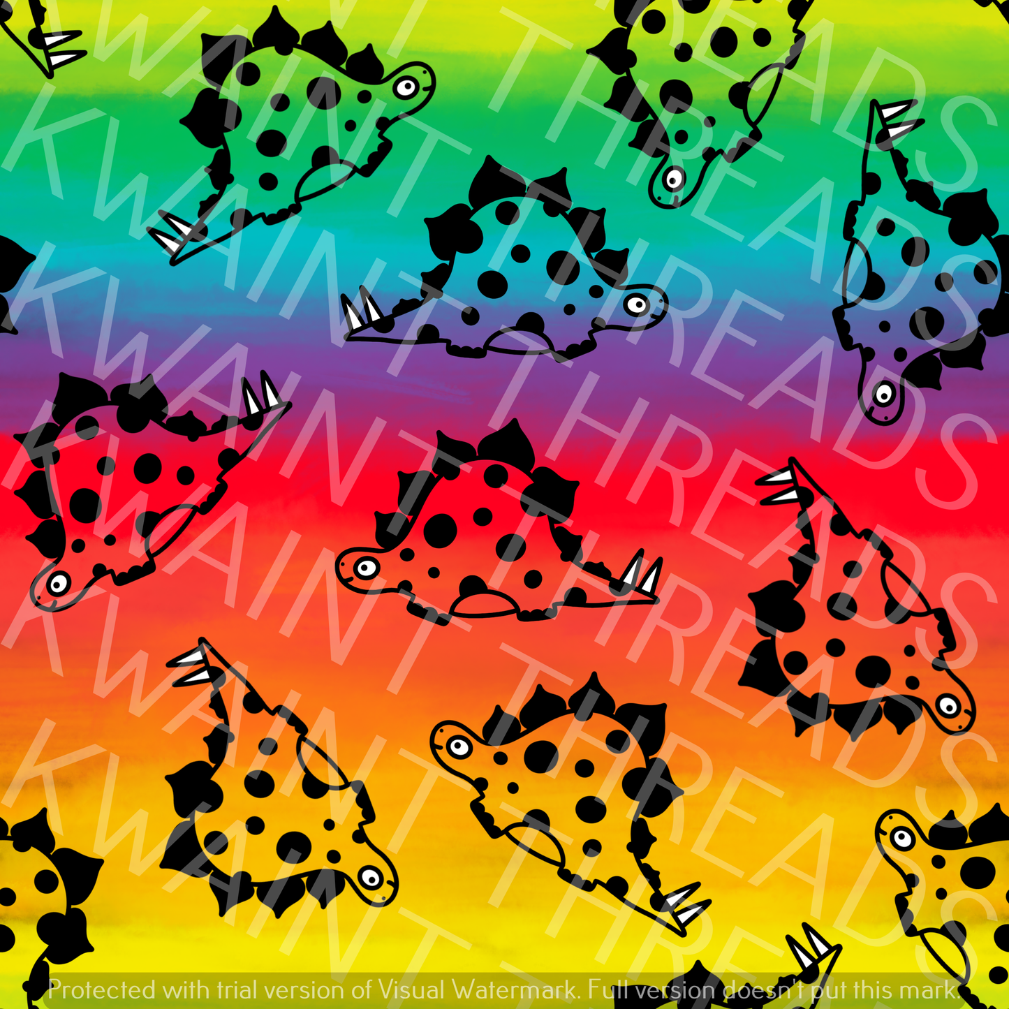 Fabric Mama Roargeous Rainbow Dinosaurs Fabric On Demand Pre Order
