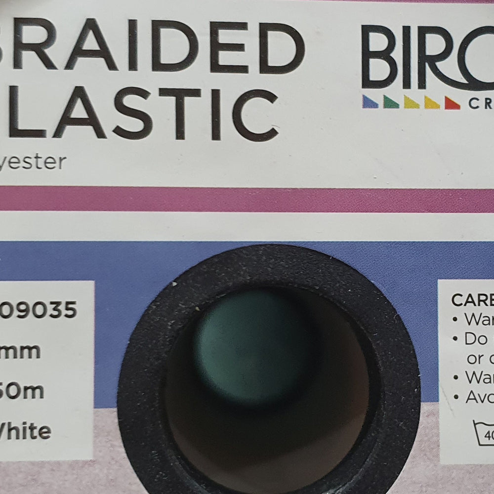 6mm Elastic Braided Standard Elastic White