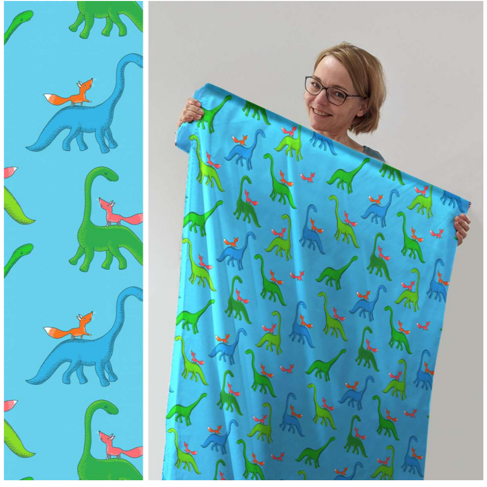 Lillestoff Susalabims Dinos Organic Cotton Lycra Jersey Knit Fabric