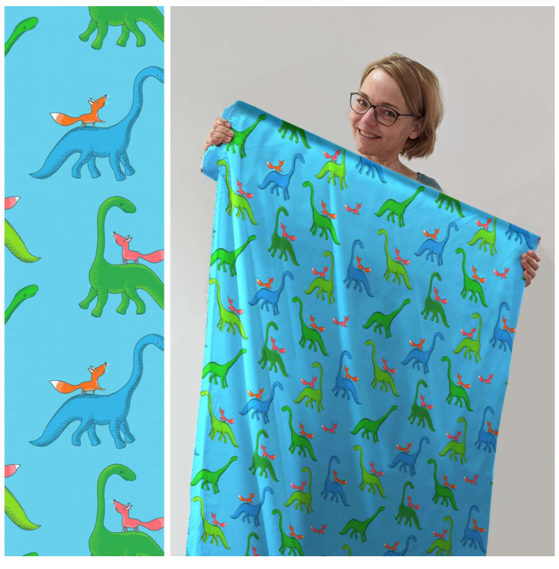Lillestoff Susalabims Dinos Organic Cotton Lycra Jersey Knit Fabric