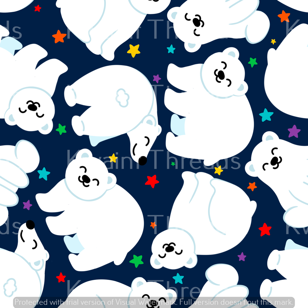 Fabric Mama Polar Bears Navy On Demand Pre Order