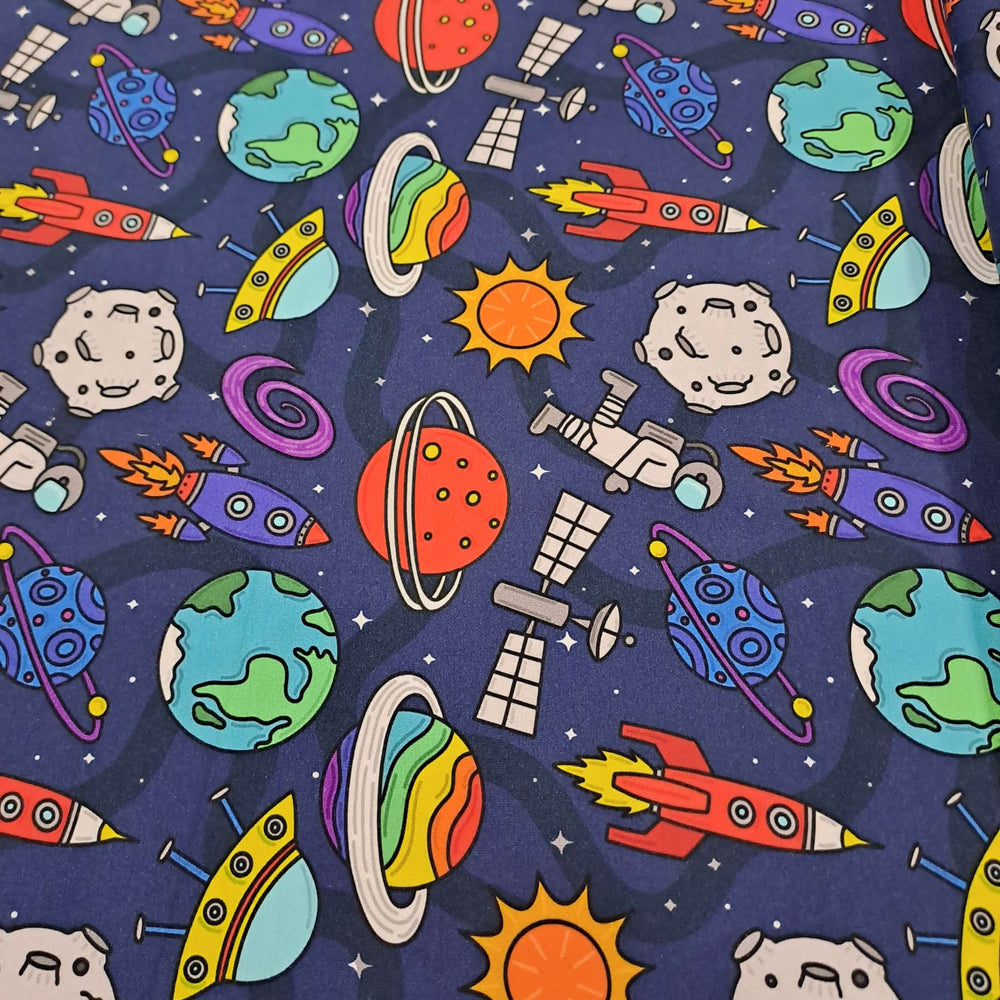 Fabric Mama Spacey Space Organic Cotton Lycra 220gsm