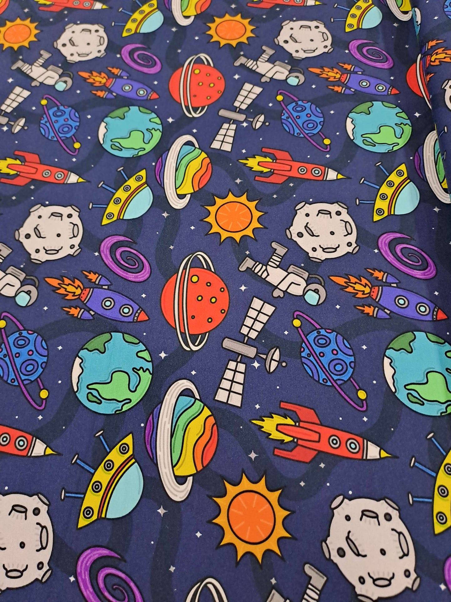 Fabric Mama Spacey Space Organic Cotton Lycra 220gsm