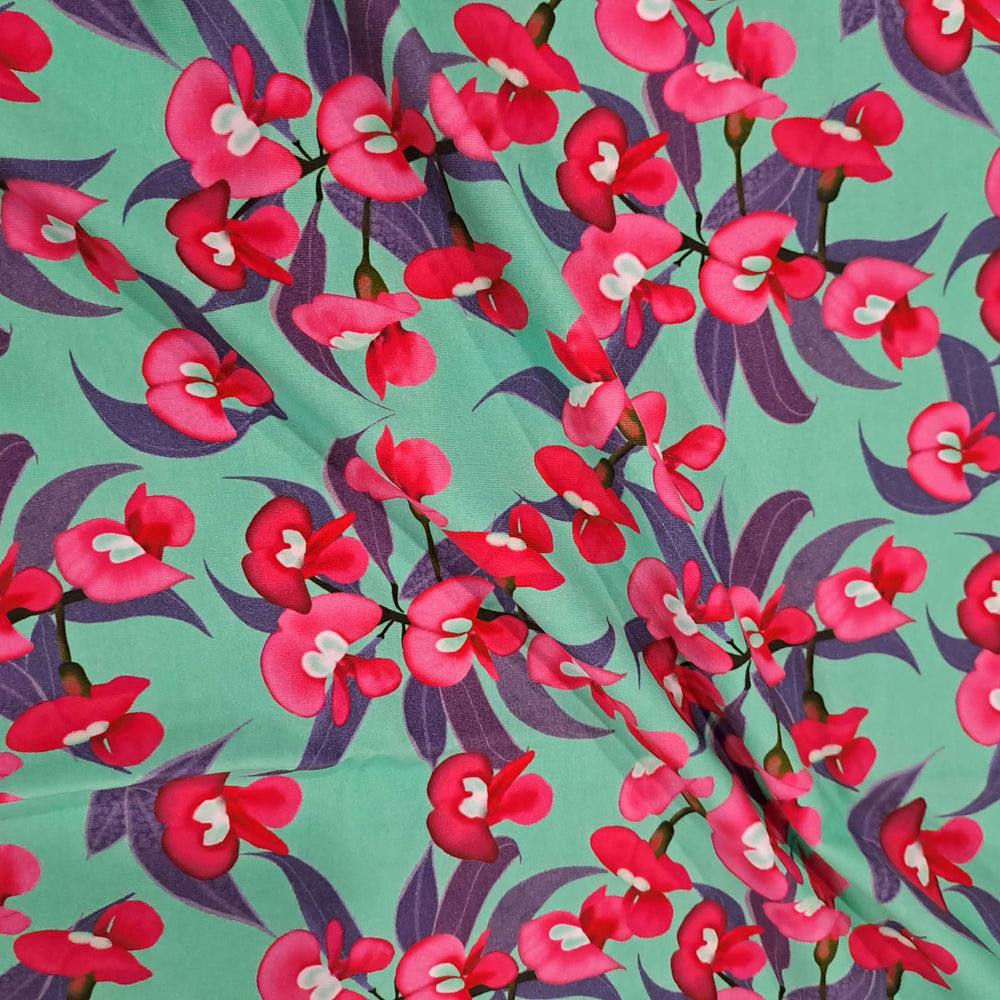 CMC Pea flowers Green Cotton lycra