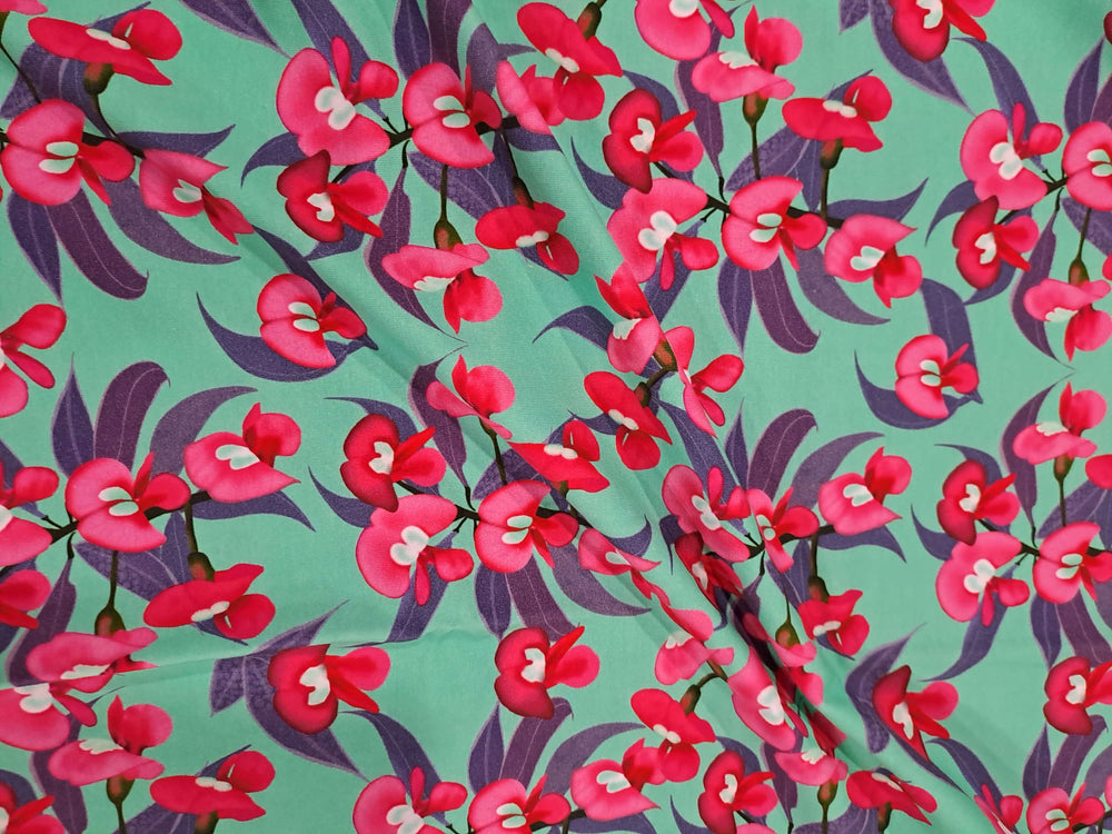 CMC Pea flowers Green Cotton lycra