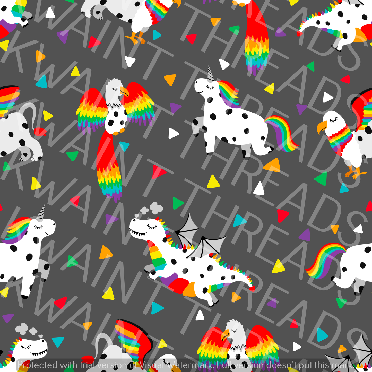 Fabric Mama Rainbow Beasts Animal Unicorn Fabric On Demand Pre Order