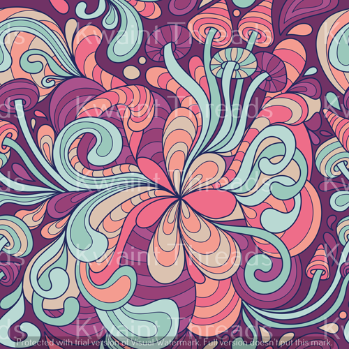 Kwaint Bonanza Swirl Pre order Fabric Psychadelic Retro Mushrooms