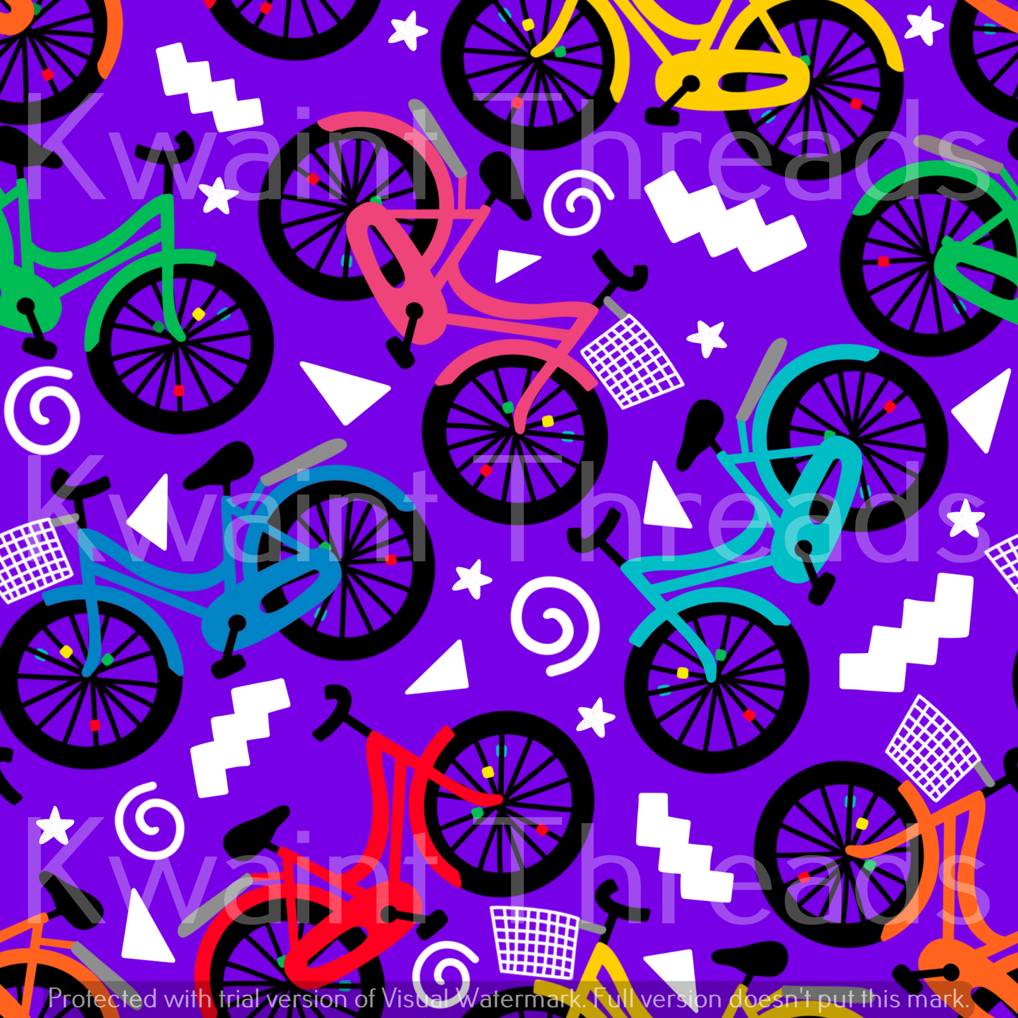 Fabric Mama E-Bikes Rainbow Bicycle Fabric On Demand Pre Or