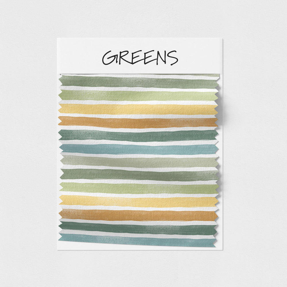 Ella Randall Watercolour Stripes Greens Fabric On Demand Pre-Order