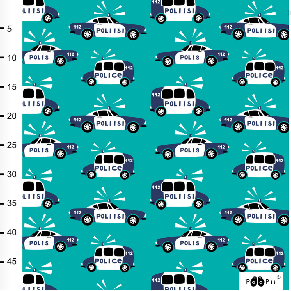 
                      
                        PaaPii Police Cars Turquoise Organic Cotton Lycra
                      
                    