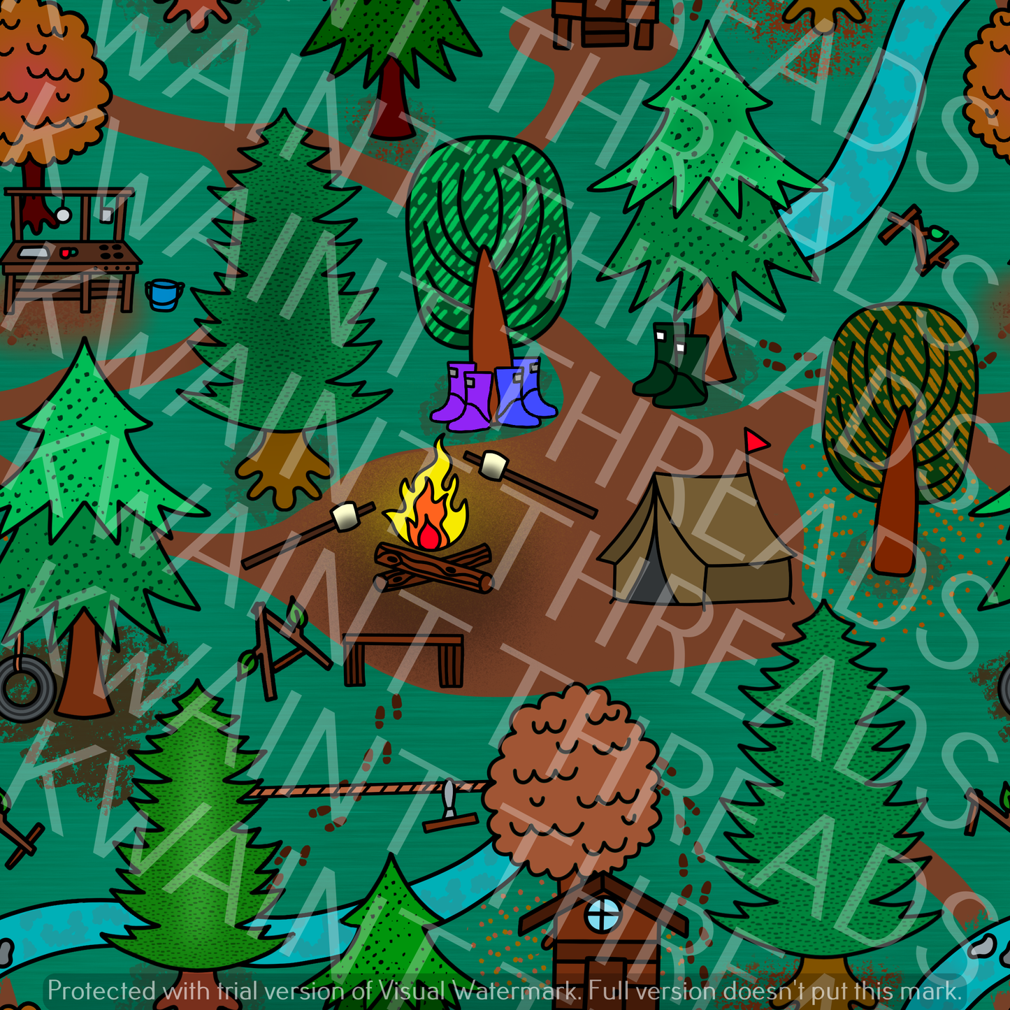 Fabric Mama Forest Camp Rainbow Camp Fabric On Demand Pre Orde
