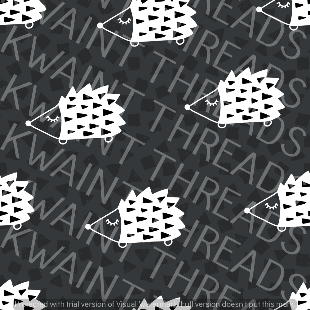 Fabric Mama Hedgehogs Monochrome Hogs Fabric On Demand Pre Order