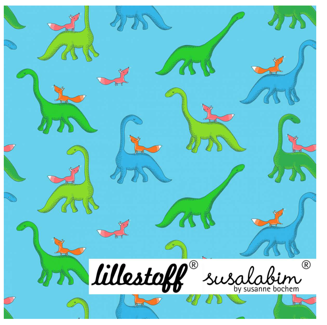 Lillestoff Susalabims Dinos Organic Cotton Lycra Jersey Knit Fabric
