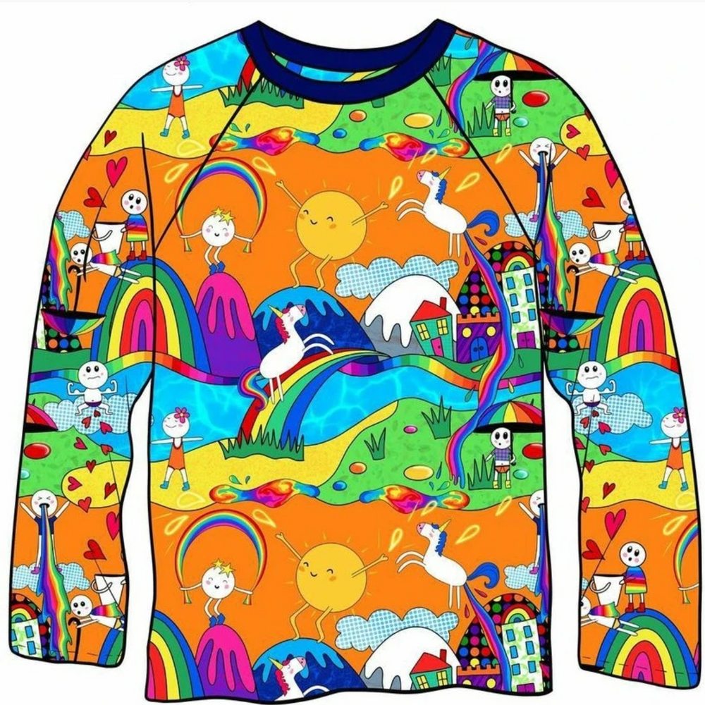 
                      
                        Juels Rainbow Wonderland Organic Cotton Lycra Jersey Multicoloured Knit Fabric
                      
                    